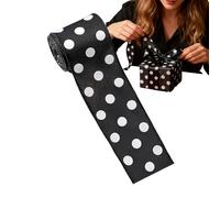 Ruban d'enroulement de guirlande - 455 x 6,5 cm - Noir et blanc - Ruban décoratif de Noël - Ruban de bricolage pour couronnes et sapin de Noël - Élégant ruban en polyester avec fil de fer - Ruban de