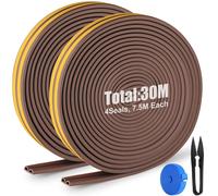 Ruban d'étanchéité pour portes, 30 mètres, couleur marron, joint anti-chocs, à découper avec des ciseaux et à mesurer avec un mètre