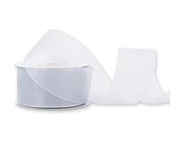 Ruban d'organza 38 mm x 25 m, couleur au choix : argenté clair/gris 012H