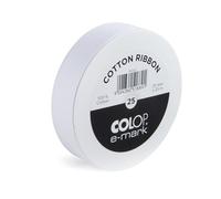 Ruban en coton COLOP pour e-mark | 1 pièce | 25 mm x 25 m | ruban en coton blanc personnalisable | Idéal pour les mariages, le bricolage et les emballages cadeaux