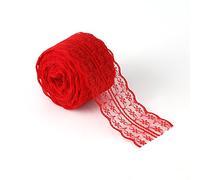 Ruban en dentelle vintage de 10 m de long - 4,5 cm de large - Décoration délicate - Pour couture, travaux manuels, décoration de mariage (rouge)