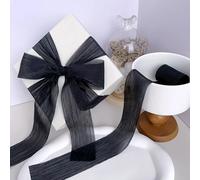 Ruban en mousseline argenté scintillant, accessoires en mousseline froissée pour mariage, soie brillante froissée, pour boîte cadeau et bouquet de fleurs 15-2