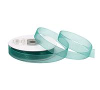 Ruban en organza - 12 mm x 25 m - Choix de couleurs 3/6/12/25/38 mm - Transparent, résistant aux couleurs et lavable - Ruban pour mariage, emballage cadeau, décoration, bricolage - Bleu pétrole 347