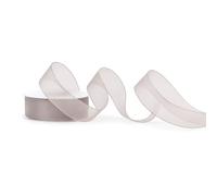 Ruban en organza - 25 mm x 25 m - Choix de couleurs 3/6/12/25/38 mm - Transparent, résistant aux couleurs et lavable - Ruban pour mariage, emballage cadeau, décoration, bricolage - Taupe 823