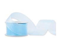 Ruban en organza - 38 mm x 25 m - Choix de couleurs 3/6/12/25/38 mm - Transparent, résistant aux couleurs et lavable - Ruban pour mariage, emballage cadeau, décoration, bricolage - Bleu clair 311