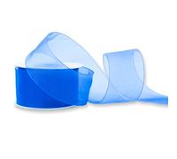 Ruban en organza 38 mm x 25 m - Couleur au choix : bleu 352/bleu roi/bleu roi.