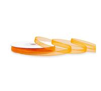 Ruban en organza - 6 mm x 25 m - Choix de couleurs 3/6/12/25/38 mm - Transparent, résistant aux couleurs et lavable - Ruban pour mariage, emballage cadeau, décoration, bricolage - Orange 668