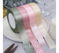 Ruban en satin 25 yards/rouleau 6mm 10mm 15mm 25mm 38mm 50mm pour nœuds, emballage cadeau, artisanat DIY, décoration de Noël, mariage et fête Light Yellow