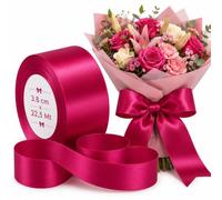 Ruban en tissu pour emballage de cadeaux - Satin/imitation satin fuchsia foncé 3,8 cm x 22,5 m