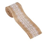 Ruban en toile de jute naturelle avec dentelle blanche Décoration artisanale de fête de mariage de style rustique