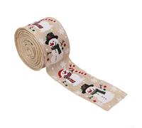 Ruban Festif Bonhomme de Neige 5m pour Couronne(linen) | Motif bonhomme de neige, 5 mètres de long, pour idéal pour sapin, couronnes et emballages cadeaux festifs