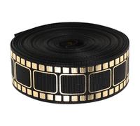 Ruban Film Noir et Or 25mm en Polyester, Rouleau Décoratif