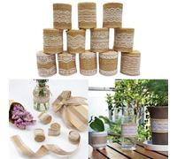 Ruban Hessien Jute Naturelle Multifonction 1m/Rouleau Ruban En Toile De Jute Avec Dentelle Ivoire Joli Décor De Mariage Fournitures De Noël