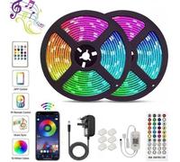 Ruban LED 20M Bande LED RGB 5050 RVB 360 - Bleutooth Bande LED avec télécommande 44 touches + Contrôlé par APP du Smartphone