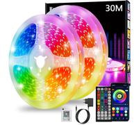 Ruban Led 30M,Led Chambre,Bande Led Lumineuse Contrôlé Par App Bluetooth Ou Télécommande 44 Touches (2 * 15M)