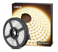Ruban LED 5m Blanc Chaud 3000K | Ruban LED autocollant 300 LEDs SMD 2835,16W 2300lm,idéal pour chambre,plafond,vitrine. Adaptateur