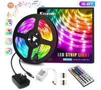 Ruban Led 5m,Kit de Changement de Couleur RGB 5050 Leds Avec Télécommande et Alimentation à 44 Boutons,Bandes Led la Maison Cuisine
