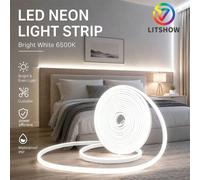 Ruban LED 6000K Blanc Froid 5m, Lumière Néon USB avec Variateur Tactile & Mémoire, Bande de Silicone Flexible Étanche IP67 pour Sous-Meuble, Miroir, Rétroéclairage TV & Décoration Intérieur/Extérieur