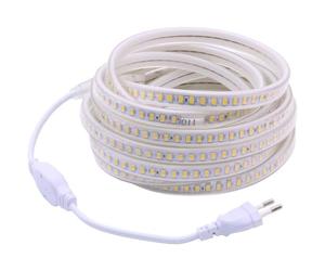 Ruban LED blanc étanche 220V, SMD 5730 120LED/m, 5m extérieur, prise EU, sans transformateur