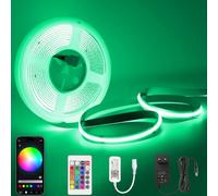 Ruban LED COB 24 V 10 m RGBW dimmable avec télécommande et bloc d'alimentation Bande LED COB RGB+blanc chaud 3000 K, contrôlable via application, compatible avec Alexa et Google Home