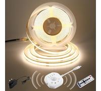 Ruban LED COB Détecteur de Mouvement, 24V Ruban LED Blanc Neutre, Marche/arrêt Autom, 4 Modes minuterie, Jour/Nuit, Bande LED Activée Mouvement pour escaliers, lits, Armoires et Cuisines, 3m, 4000K