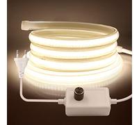 Ruban LED Dimmable, HEGEHE COB Bande LED 220V IP65 Etanche Bande Lumineuse Super Lumineux 360 LEDS/M Ruban Flexible Strip pour Escalier, Chambre, Cuisine, d'éclairage DIY (Blanc naturel, 0.5M)