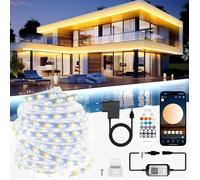 Ruban LED Extérieur Étanche IP67 - 24V Dimmable via APP, Autocollant et Recoupable - Bande Lumineuse 35M pour Terrasse et Pavillon
