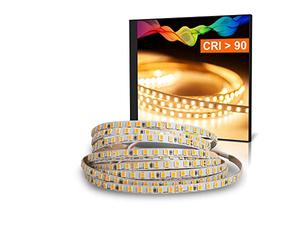 Ruban LED fin de 5 mm de large blanc chaud (2700 K) CRI 92 18 W 5 m 24 V IP20