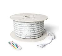 LEDKIA LIGHTING Ruban LED RGB 220V SMD 60 LED/m BOBINE 50m 9,5W/m Largeur 14,5mm Coupe 100cm IP65 avec Télécommande IR RGB