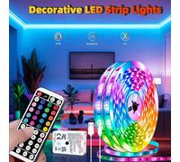Ruban LED RGB 3-100 Ft, Télécommande 44 touches, 6 modes DIY, Luminosité réglable, Découpable, Facile à installer, Lumières de décoration changeant de couleur pour la décoration de chambre, la décorat