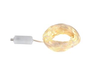 Ruban LED Salon Chaîne lumineuse 8 modes Noël, transparent, USB-C, 100x LED blanc chaud, L 10 m