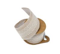 RUBAN LIN ADHÉSIF DENTELLE IVOIRE 5 CM X 2 M Beige, Ivoire, Crème, Écru, Naturel, Taupe