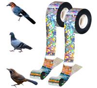 Ruban Répulsif Anti-Oiseaux, FainFun 2 Rouleaux de 2,4cm*80m Ruban Effaroucheur Oiseaux, Bande Repulsive Anti Pigeon, Bande Holographique Adhésive, pour Jardins, Vergers (1, Silbrig)