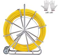 Ruban rétractable en fibre de verre SucceBuy - 656 pieds, 5/16 pouces, avec support de rouleau en acier et 3 têtes de traction - Idéal pour les travaux de câblage