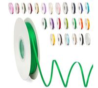 Ruban Satin, 3mm x 91m Ruban de Ballon Vert en Satin pour Créer des Cartes, Scrapbooks, Emballage Cadeaux Décorations, Fleurs, Boîtes, Marque-places, Gâteaux, Confirmation, Mariage, Noël