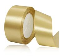 Ruban Satin Doré 40mm, 23 mètres Rubans de Tissu pour Emballage Des Cadeaux, Artisanat, Bouquets, Projets de Couture, Anniversaire et Mariage Gâteau Décoration