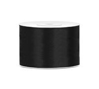 PartyDeco Ruban en satin 50 mm x 25 m – Noir