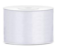 PartyDeco Ruban de satin 5 cm x 25 m Blanc – Idéal mariage, baptême, fêtes