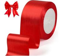 Ruban Satin Rouge, 5 cm x 22 m Ruban Rouge Large pour Cadeau Emballage Cérémonie Mariage Noël Artisanat Décoration