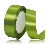 Ruban Satin Vert Olive 25mm, 23m - ASALZBOAY - Soie - Mariages, Anniversaires, Fêtes saisonnières - Classique - Uni