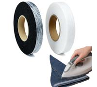 Ruban Thermocollant Ourlet 2 Rouleaux Noir&Blanc 64m x2cm sans couture | Fer à repasser, adhésif double-face, adhérence renforcée pour assemblage tissus, ourlets, réparations & loisirs créatifs