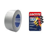 Ruban toilé américain gris argenté, 50 mm x 25 mètres, imperméable, réparations et bricolage, isolant & Loctite Super Glue-3 Power Gel Mini Dose, colle forte enrichie en caoutchouc, lot de 3 tubes 1 g