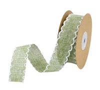 Ruban Toile de Jute Vert Décoratif, Bord Festonné, Rouleau 10 Yards DIY | Texture Maille Douce, Coupe, Finition Surjetée, pour Fleuristes et Créateurs, Emballages Festifs, Bocaux Mason, Boîtes