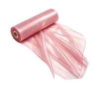Ruban Tulle Rouleau Doux Fin Transparent Réutilisable Léger Festif | Ruban Maillé Pour Fêtes pour Halloween, Nœuds pour Arbre, Couronnes, de Fête, Loisirs Créatifs, Emballage, Rose Largeur 25cm