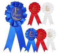 Rubans à Rosette Récompenses 6 Pcs en Ruban et Tinplate