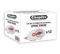 CLÉOPÂTRE - Lot De 12 Effac'encre A Sec De 4.2mmx8mètres Correcteur A Sec Rapide - Idéal Pour L’Ecole et Le Bureau - Correction - Souris Correcteur - Ruban Correcteur - Rentrée Des Classes