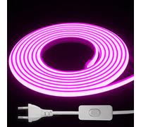 Rubans LED Type Externe 220V - Bande de Lumière de Perles LED Mise en Évidence, Étanche IP65, Pour le Jardin et la Décoration Intérieure. (Rose, 3m)