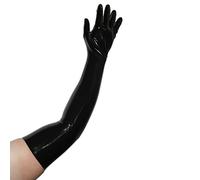 Rubberfashion Paire de gants en latex - unisexe - long montant jusqu'en haut du bras noir 0.4mm XS
