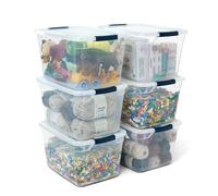 Rubbermaid Cleverstore Lot de 6 boîtes de rangement empilables en plastique transparent de 30,7 l avec couvercles transparents à verrouillage durable, rangement visible, idéales pour le rangement dans