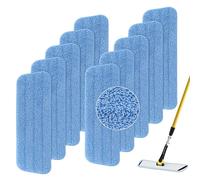 Rubbermaid Commercial Lot de 10 tampons de rechange en microfibre pour balai plat de 45,7 cm et 43,2 cm - Recharges de nettoyage commercial humides et sèches réutilisables pour balai plat en